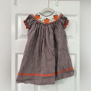 2T pumpkin/fall smocked dress